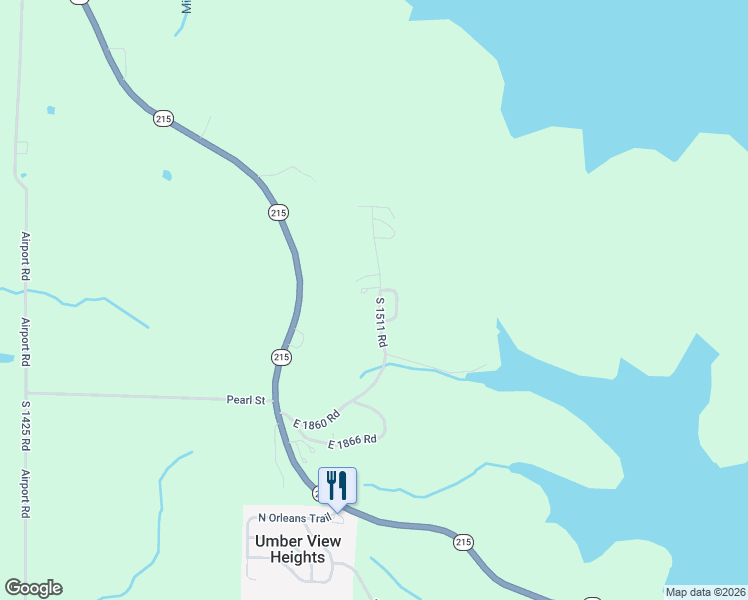 map of restaurants, bars, coffee shops, grocery stores, and more near 18260 South 1511 Road in Stockton