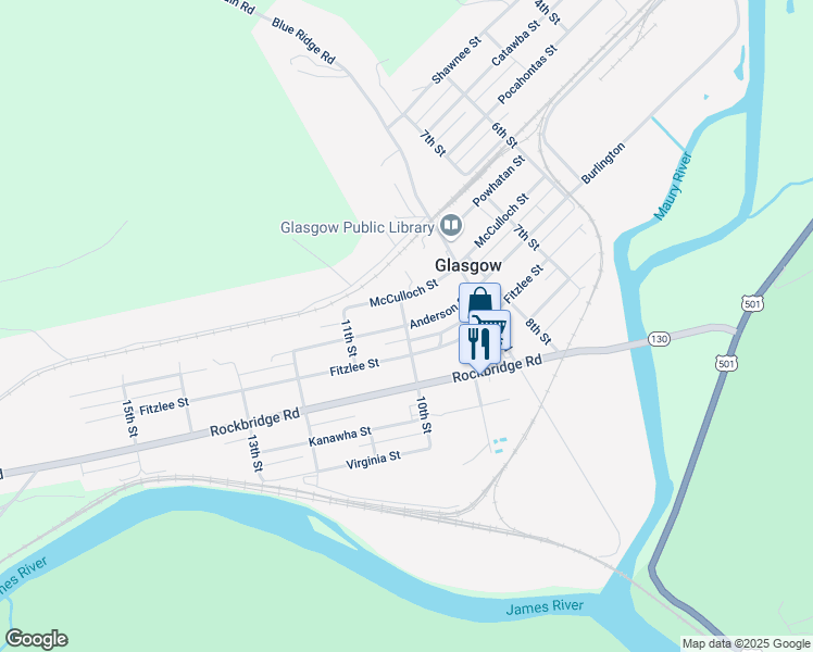 map of restaurants, bars, coffee shops, grocery stores, and more near 999 Anderson Street in Glasgow