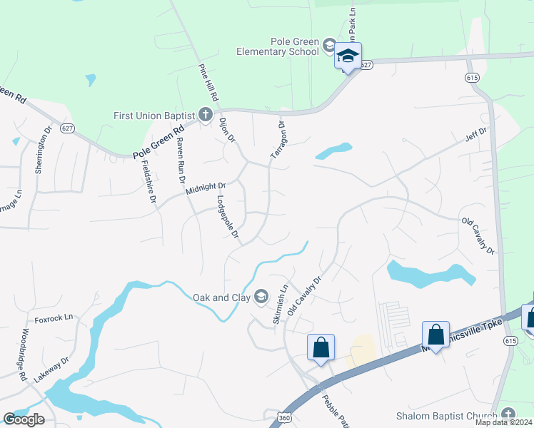 map of restaurants, bars, coffee shops, grocery stores, and more near 6151 Rosemary Drive in Mechanicsville