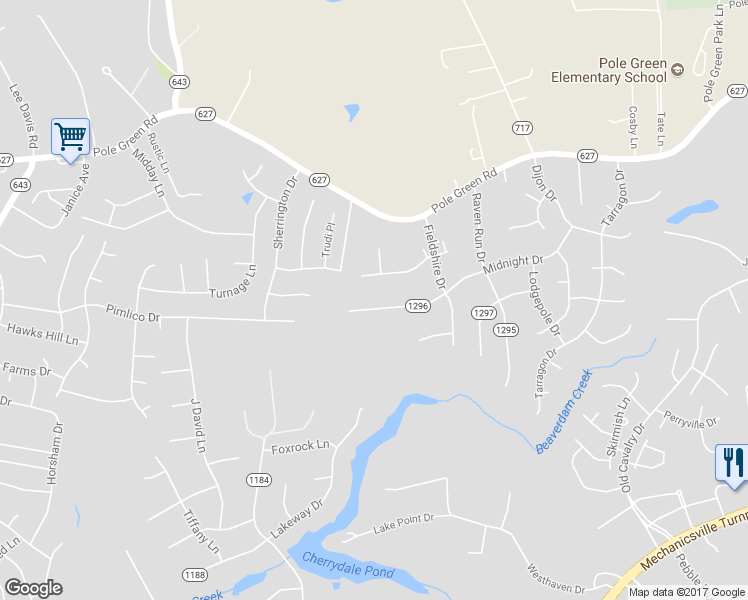 map of restaurants, bars, coffee shops, grocery stores, and more near 6304 Midnight Drive in Mechanicsville