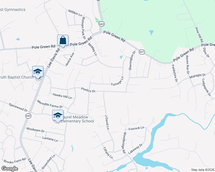 map of restaurants, bars, coffee shops, grocery stores, and more near 6905 Turnage Lane in Mechanicsville