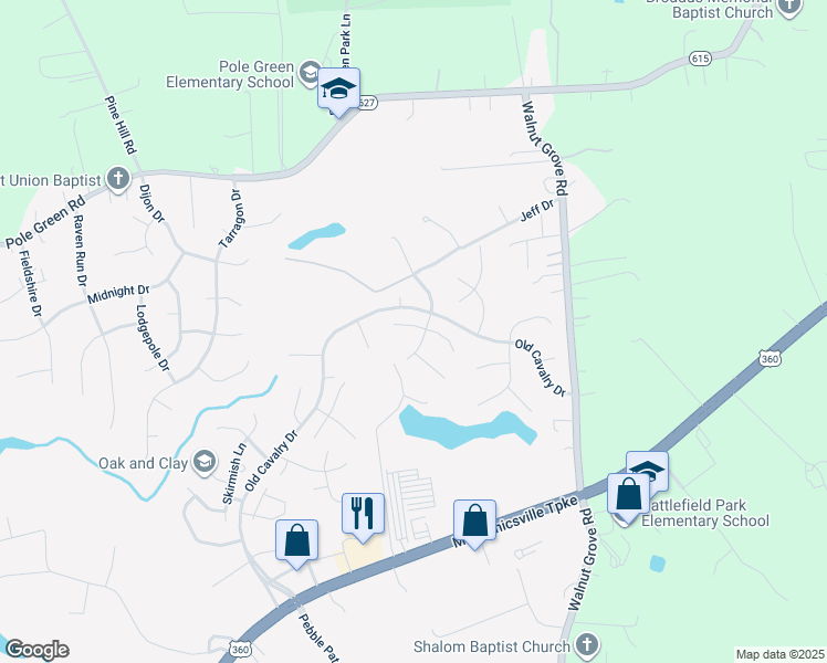 map of restaurants, bars, coffee shops, grocery stores, and more near 6053 Shiloh Place in Mechanicsville