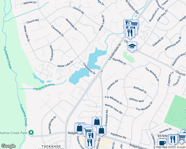map of restaurants, bars, coffee shops, grocery stores, and more near 2784 Old Point Drive in Richmond