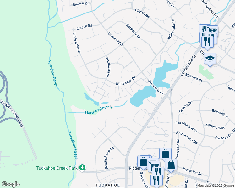 map of restaurants, bars, coffee shops, grocery stores, and more near 2701 Stingray Court in Richmond