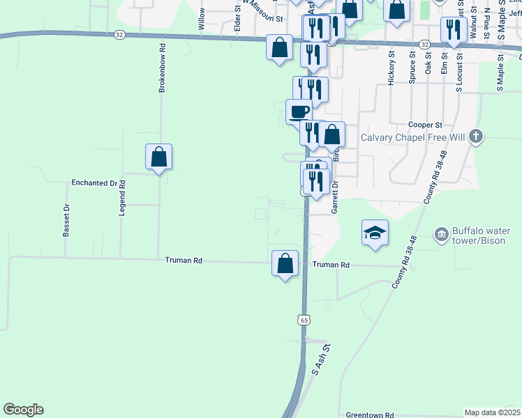 map of restaurants, bars, coffee shops, grocery stores, and more near 1350 West Carlson Lane in Buffalo