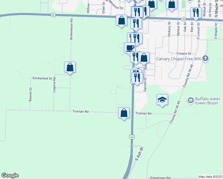 map of restaurants, bars, coffee shops, grocery stores, and more near 1350 West Carlson Lane in Buffalo