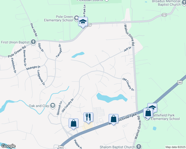 map of restaurants, bars, coffee shops, grocery stores, and more near 6069 Shiloh Place in Mechanicsville