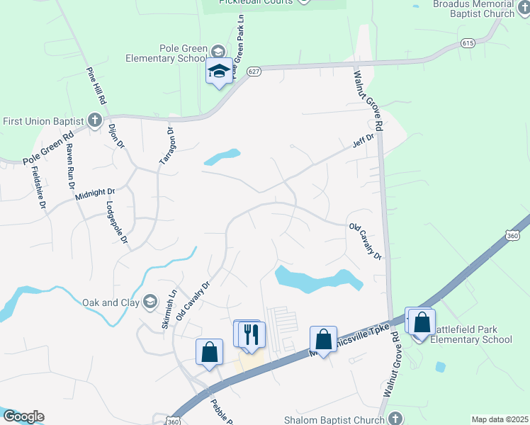 map of restaurants, bars, coffee shops, grocery stores, and more near 6069 Shiloh Place in Mechanicsville