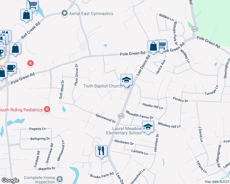 map of restaurants, bars, coffee shops, grocery stores, and more near 8290 Wetherden Drive in Mechanicsville