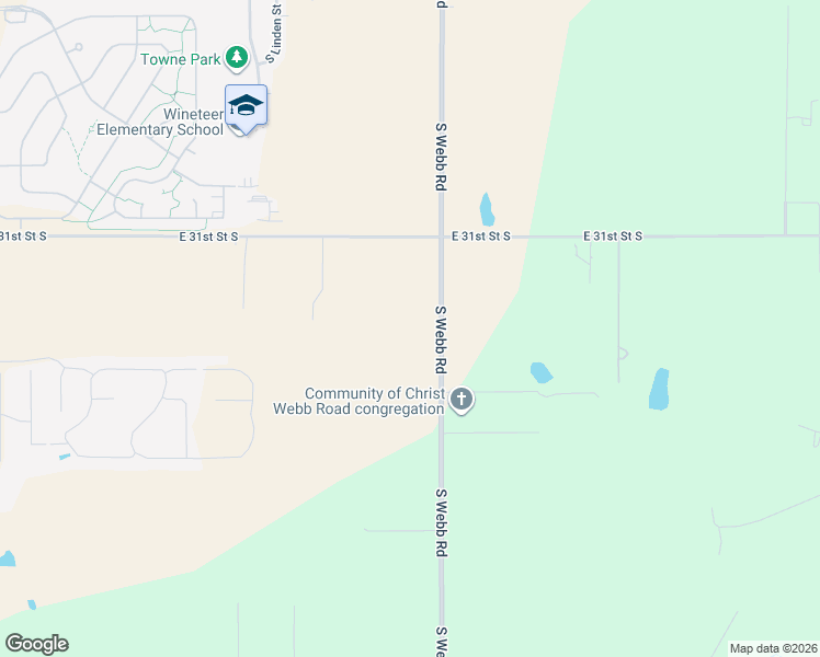 map of restaurants, bars, coffee shops, grocery stores, and more near 3311 South Webb Road in Wichita