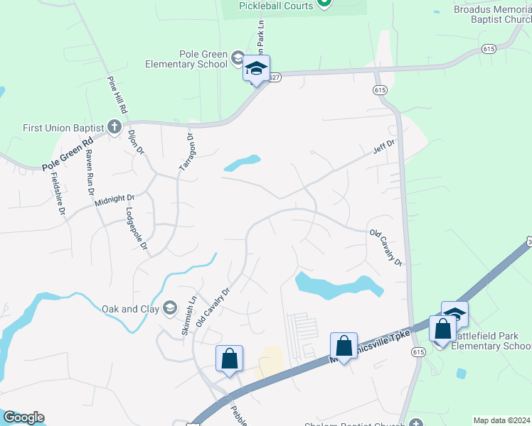 map of restaurants, bars, coffee shops, grocery stores, and more near 8331 Old Cavalry Drive in Mechanicsville