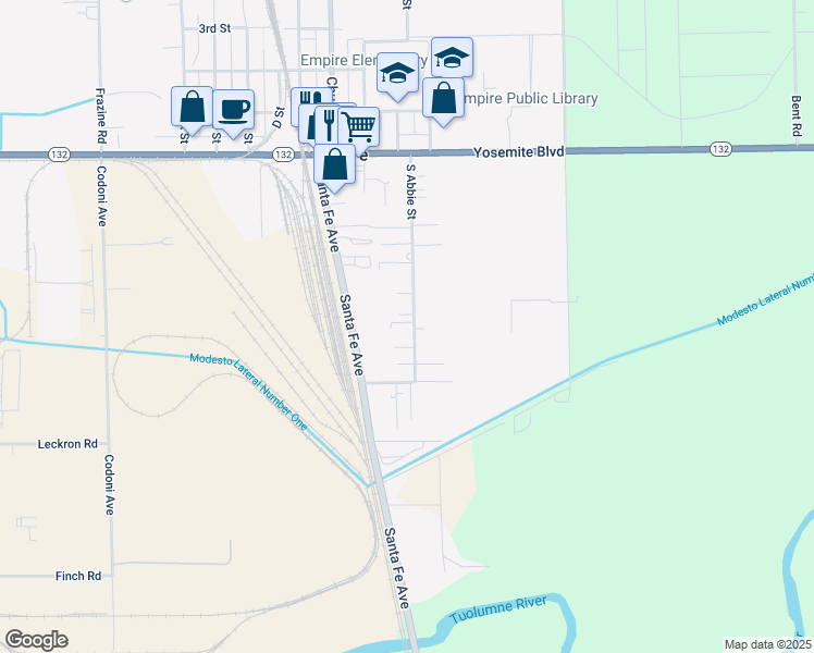 map of restaurants, bars, coffee shops, grocery stores, and more near 421 Abbie Street South in Empire