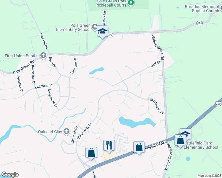 map of restaurants, bars, coffee shops, grocery stores, and more near 8343 Old Cavalry Drive in Mechanicsville