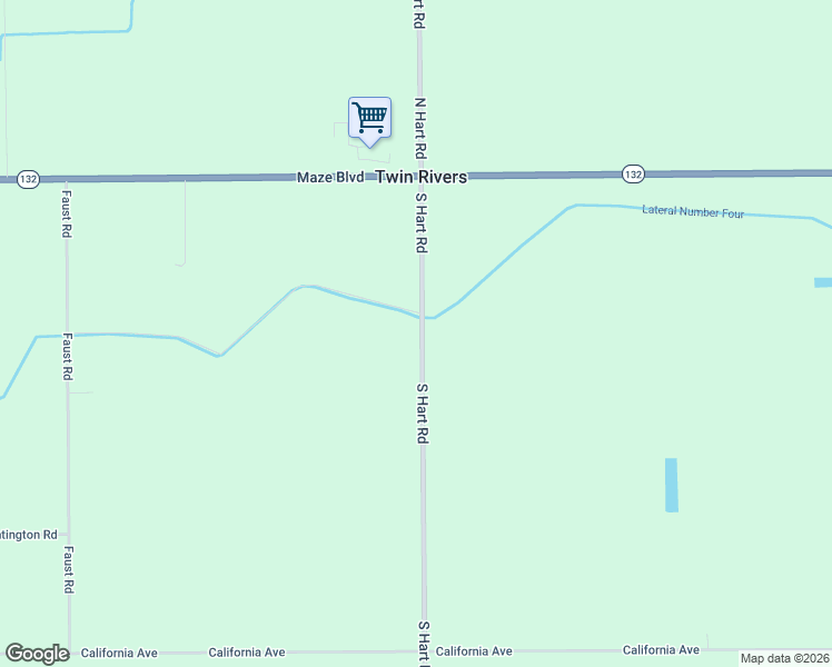 map of restaurants, bars, coffee shops, grocery stores, and more near 505 South Hart Road in Modesto