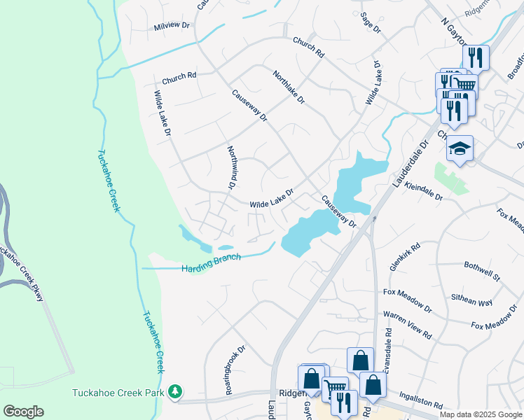 map of restaurants, bars, coffee shops, grocery stores, and more near 2623 Stoney Court in Richmond