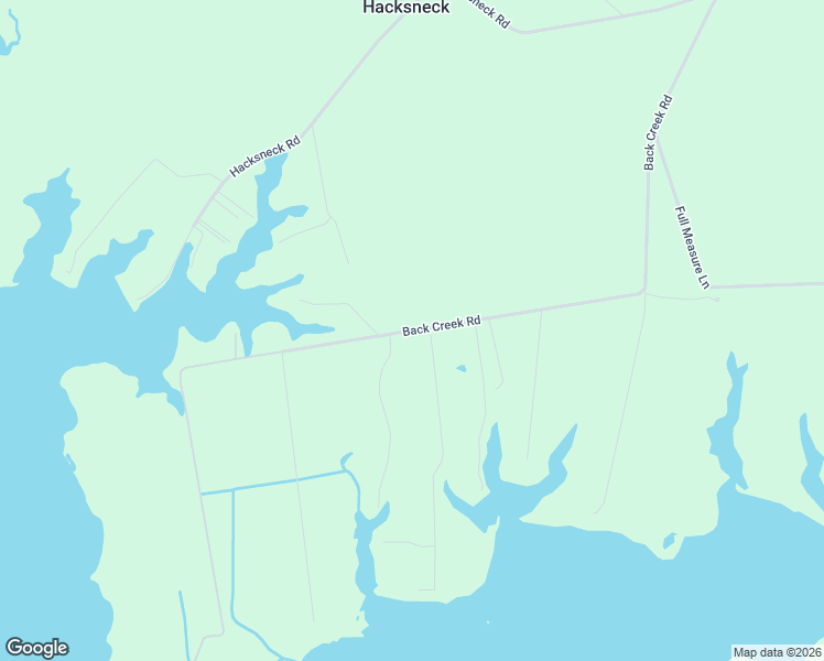 map of restaurants, bars, coffee shops, grocery stores, and more near Back Creek Road in Hacksneck