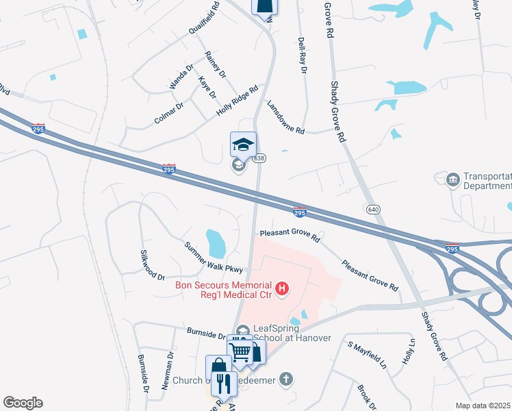 map of restaurants, bars, coffee shops, grocery stores, and more near Atlee Road in Mechanicsville
