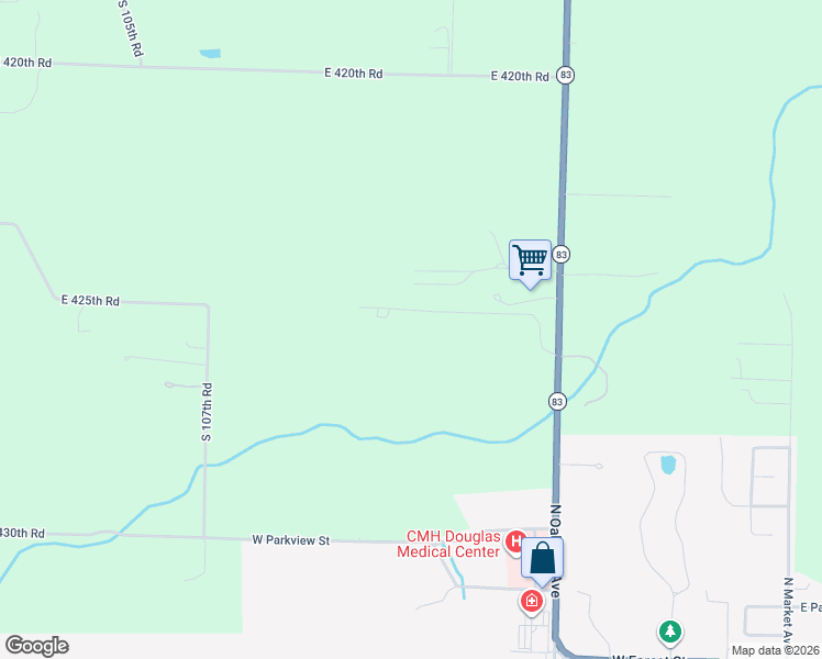 map of restaurants, bars, coffee shops, grocery stores, and more near 1132 East 425th Road in Bolivar