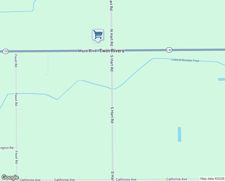 map of restaurants, bars, coffee shops, grocery stores, and more near 505 South Hart Road in Modesto