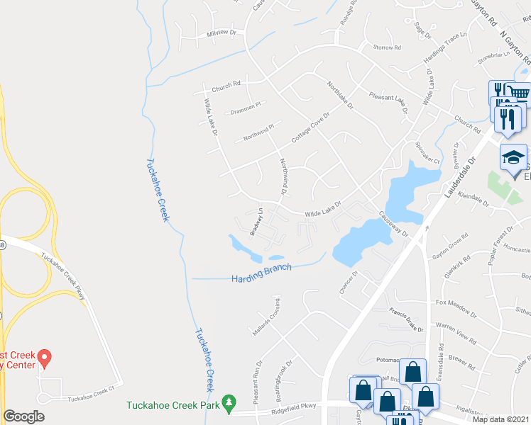 map of restaurants, bars, coffee shops, grocery stores, and more near 12517 Winchester Green Court in Richmond