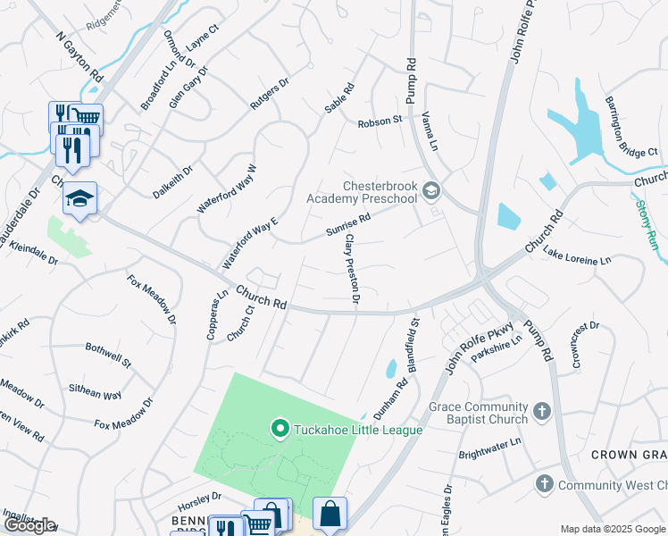 map of restaurants, bars, coffee shops, grocery stores, and more near 11908 Marnelan Drive in Richmond