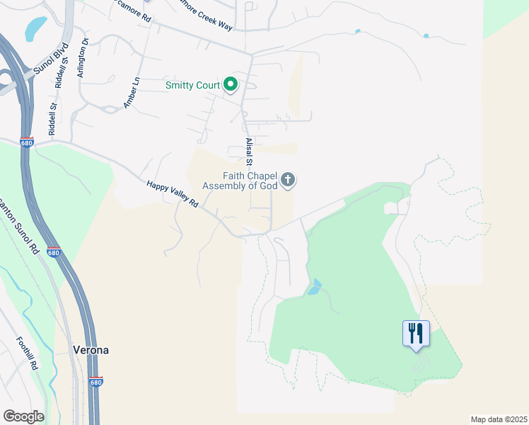 map of restaurants, bars, coffee shops, grocery stores, and more near 6745 Alisal Street in Pleasanton