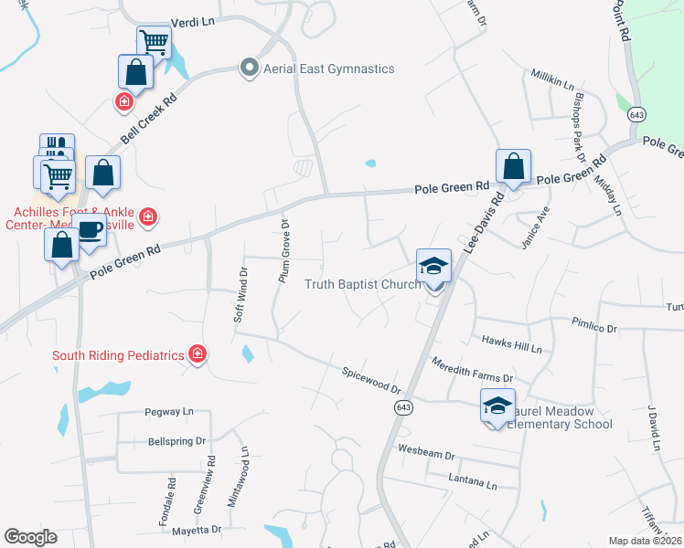 map of restaurants, bars, coffee shops, grocery stores, and more near 8302 Mendenhall Place in Mechanicsville