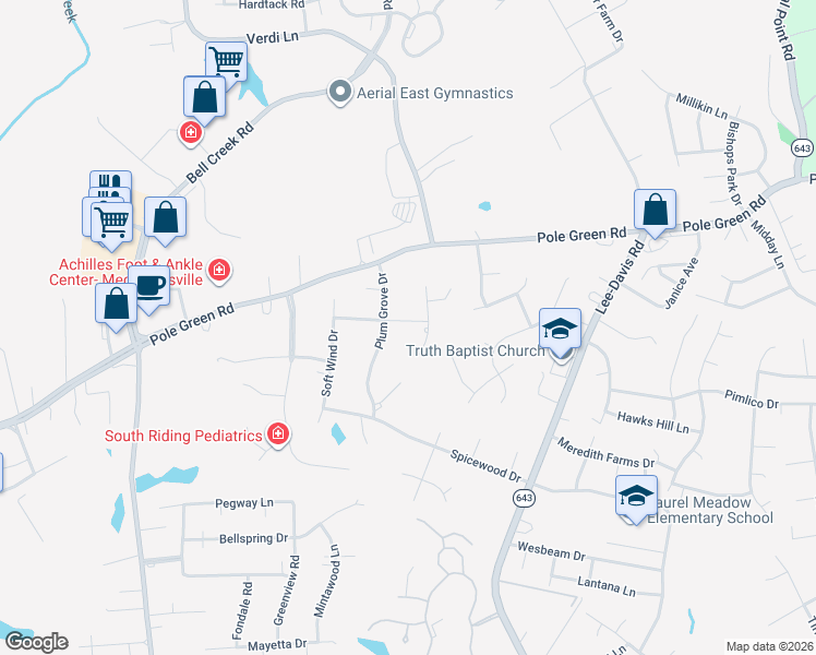 map of restaurants, bars, coffee shops, grocery stores, and more near 8305 Bama Road in Mechanicsville