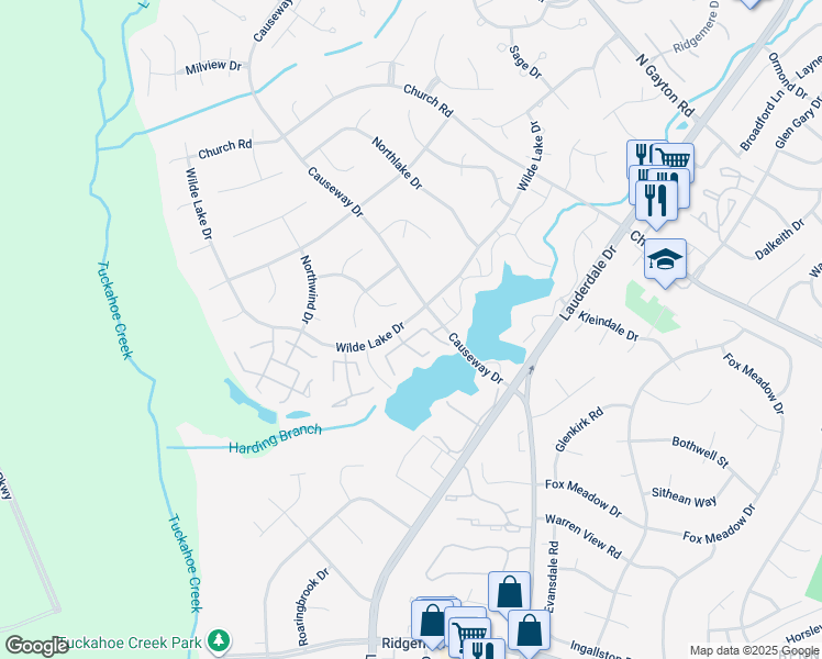 map of restaurants, bars, coffee shops, grocery stores, and more near 2707 Coachouse Lane in Richmond