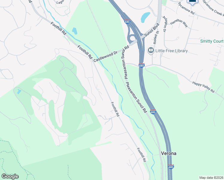 map of restaurants, bars, coffee shops, grocery stores, and more near 7336 Foothill Road in Pleasanton