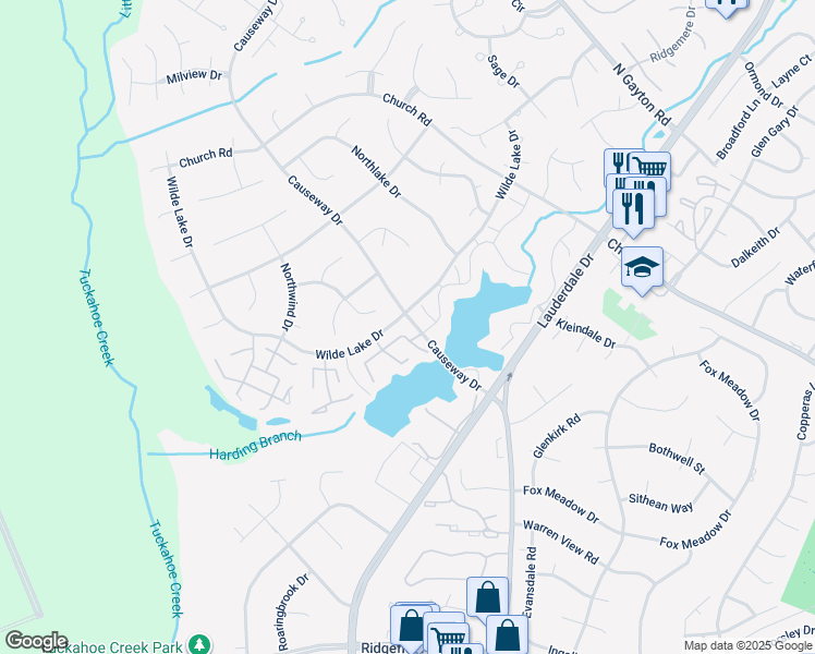 map of restaurants, bars, coffee shops, grocery stores, and more near 2723 Coachouse Lane in Henrico