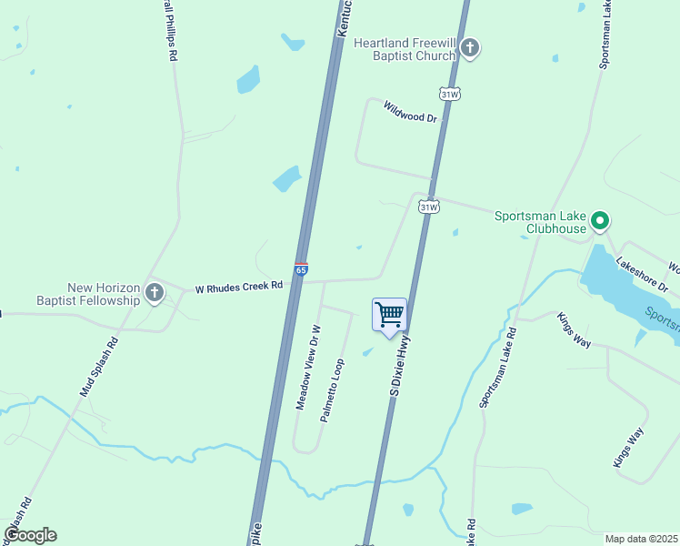 map of restaurants, bars, coffee shops, grocery stores, and more near 2-398 W Rhudes Creek Rd in Hardin