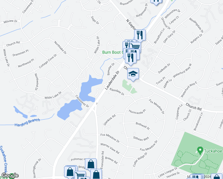 map of restaurants, bars, coffee shops, grocery stores, and more near 12213 Timbercross Place in Henrico