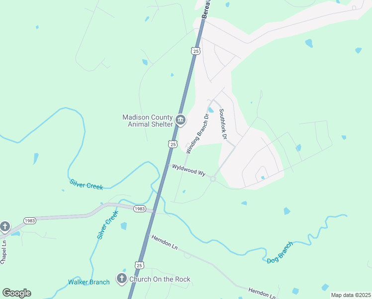 map of restaurants, bars, coffee shops, grocery stores, and more near 305 Winding Branch Drive in Berea