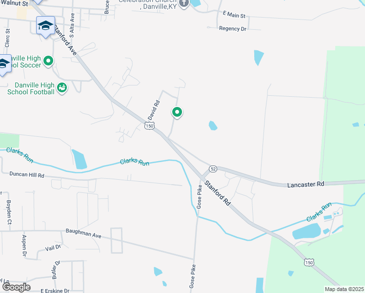 map of restaurants, bars, coffee shops, grocery stores, and more near 52 Old Bridge Road in Danville