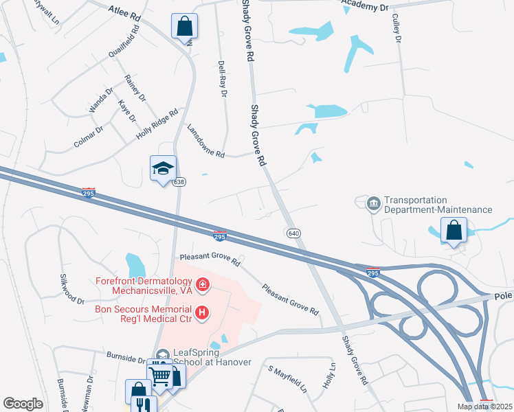 map of restaurants, bars, coffee shops, grocery stores, and more near 8108 Jenna Drive in Mechanicsville