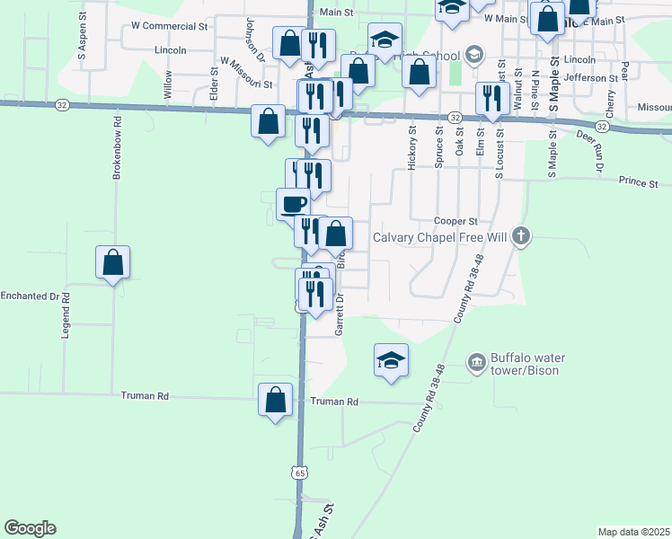 map of restaurants, bars, coffee shops, grocery stores, and more near 1015 West Blaine Street in Buffalo