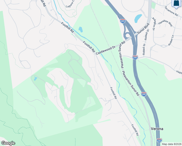 map of restaurants, bars, coffee shops, grocery stores, and more near 16 Castlewood Drive in Pleasanton