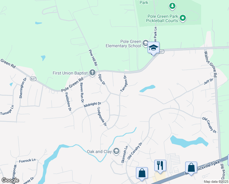 map of restaurants, bars, coffee shops, grocery stores, and more near 6168 Dijon Drive in Mechanicsville