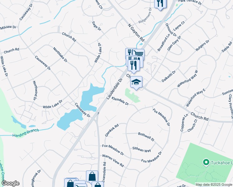 map of restaurants, bars, coffee shops, grocery stores, and more near 12213 Timbercross Place in Richmond