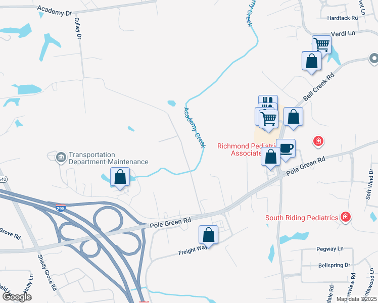 map of restaurants, bars, coffee shops, grocery stores, and more near 8342 Bartram Springs Drive in Mechanicsville
