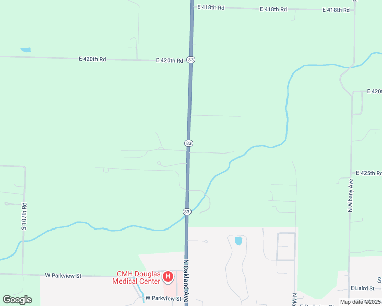 map of restaurants, bars, coffee shops, grocery stores, and more near 1100 East 424th Road in Bolivar