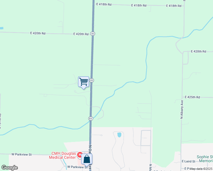 map of restaurants, bars, coffee shops, grocery stores, and more near 1100-1198 East 424th Road in Bolivar