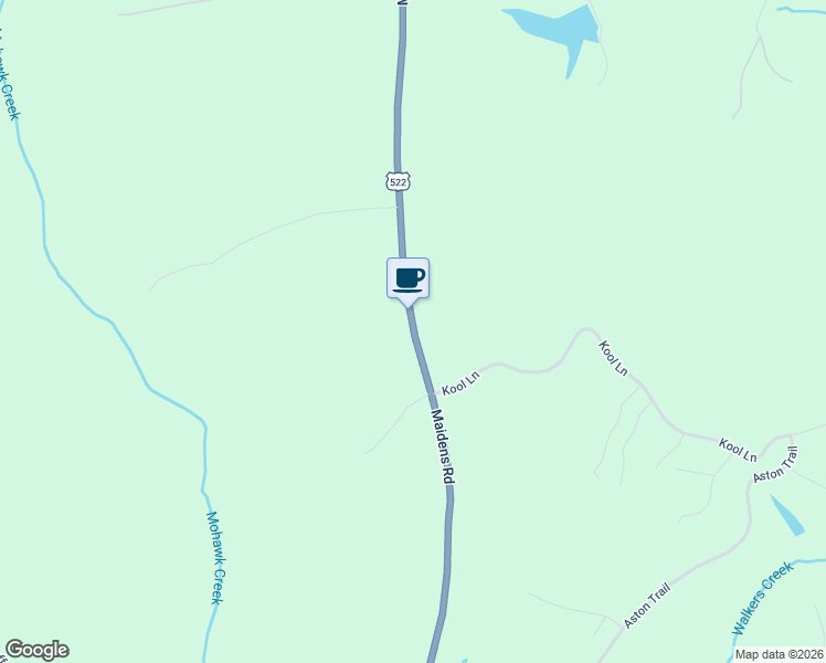 map of restaurants, bars, coffee shops, grocery stores, and more near 3847 Maidens Road in Powhatan