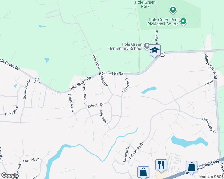 map of restaurants, bars, coffee shops, grocery stores, and more near 6168 Dijon Drive in Mechanicsville