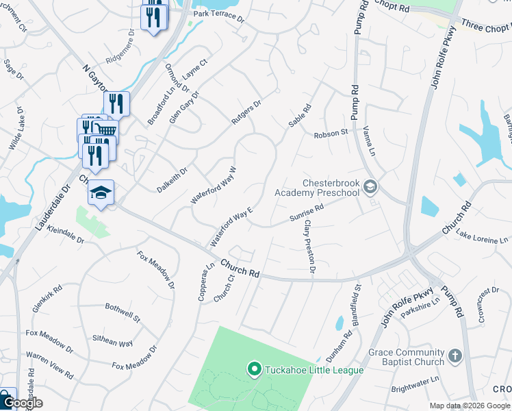 map of restaurants, bars, coffee shops, grocery stores, and more near 2808 Hampton Woods Drive in Richmond
