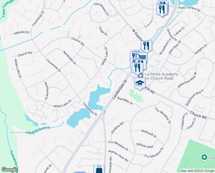 map of restaurants, bars, coffee shops, grocery stores, and more near 2704 Spinnaker Court in Richmond