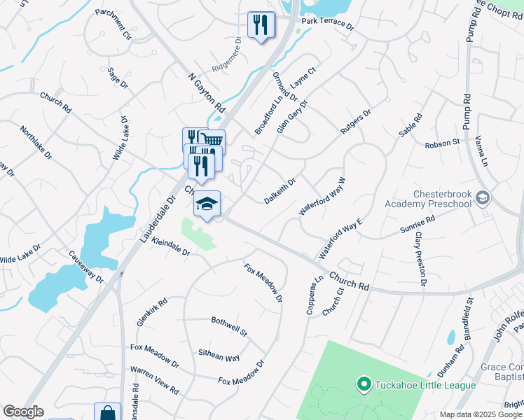 map of restaurants, bars, coffee shops, grocery stores, and more near 2717 Dalkeith Drive in Richmond
