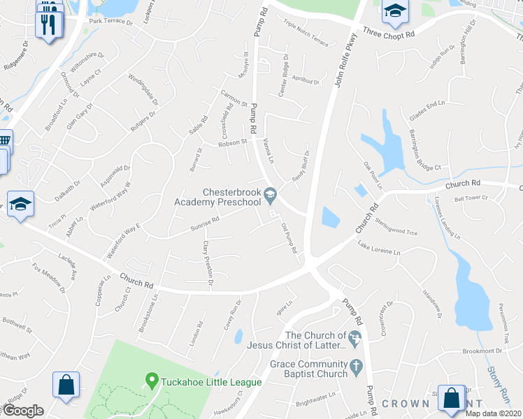 map of restaurants, bars, coffee shops, grocery stores, and more near 2913 Laurel Woods Lane in Richmond