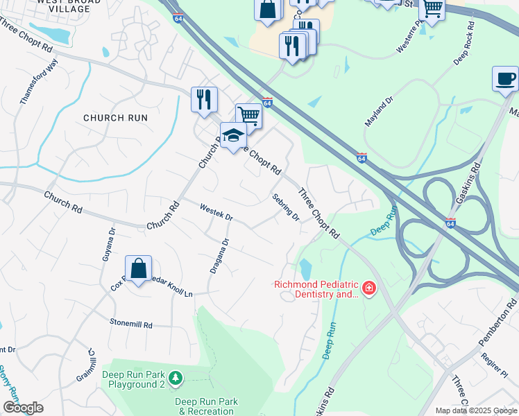 map of restaurants, bars, coffee shops, grocery stores, and more near 10907 Newlands Avenue in Richmond